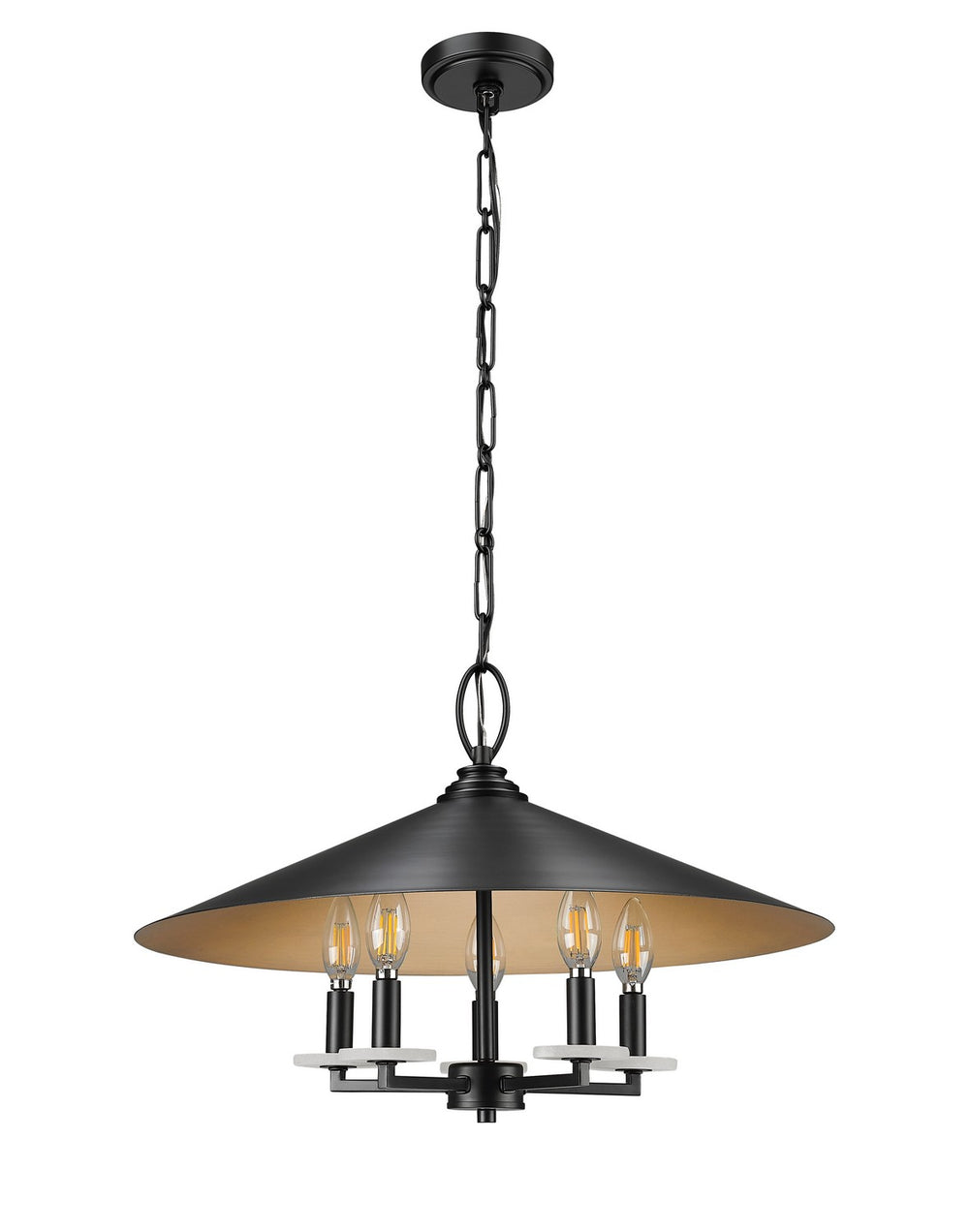 Z-Lite Canada - Five Light Pendant - Rialto - Matte Black- Union Lighting Luminaires Decor