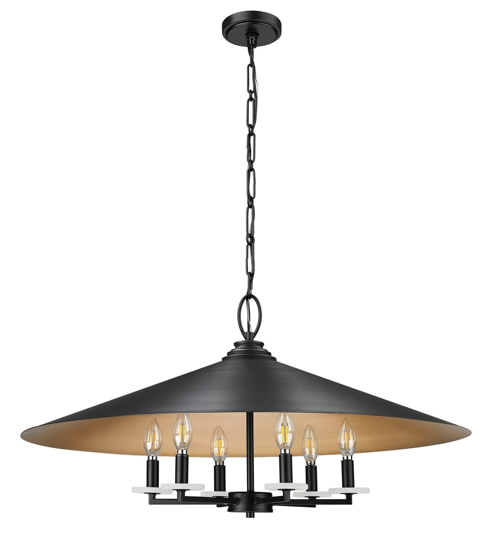 Z-Lite Canada - Six Light Pendant - Rialto - Matte Black- Union Lighting Luminaires Decor