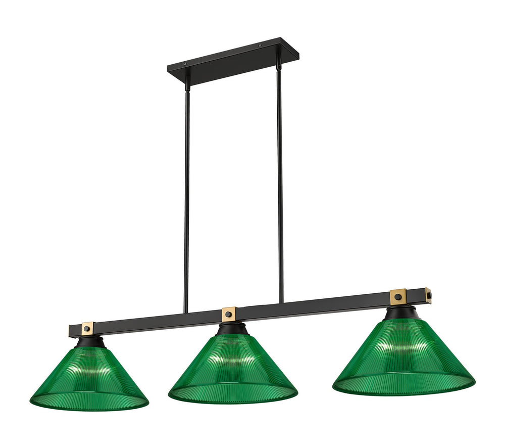 Z-Lite Canada - Three Light Billiard - Bronte - Matte Black + Rubbed Brass- Union Lighting Luminaires Decor