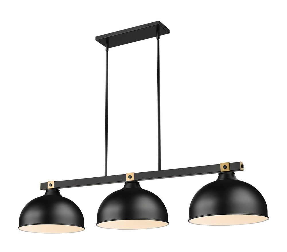 Z-Lite Canada - Three Light Billiard - Bronte - Matte Black + Rubbed Brass- Union Lighting Luminaires Decor