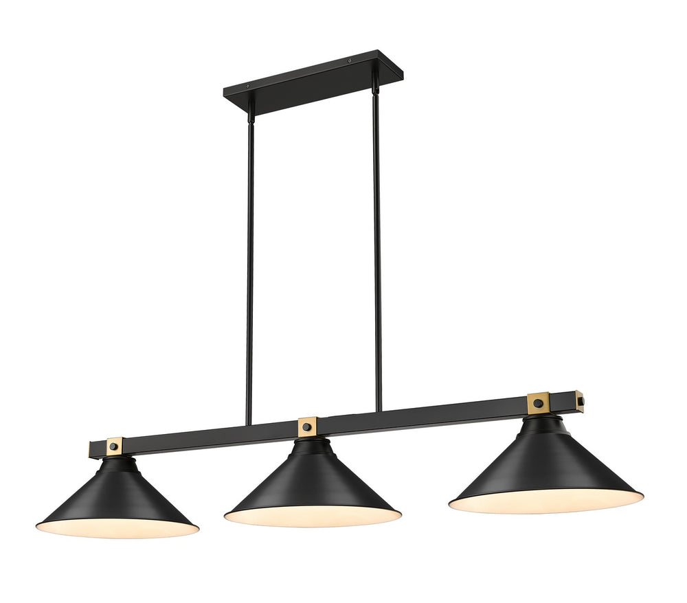 Z-Lite Canada - Three Light Billiard - Bronte - Matte Black + Rubbed Brass- Union Lighting Luminaires Decor