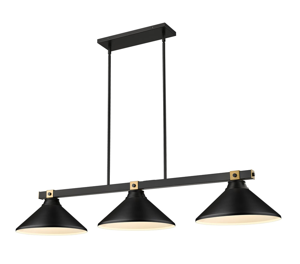 Z-Lite Canada - Three Light Billiard - Bronte - Matte Black + Rubbed Brass- Union Lighting Luminaires Decor