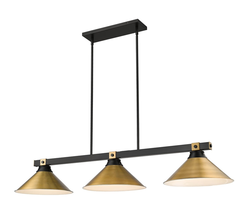 Z-Lite Canada - Three Light Billiard - Bronte - Matte Black + Rubbed Brass- Union Lighting Luminaires Decor