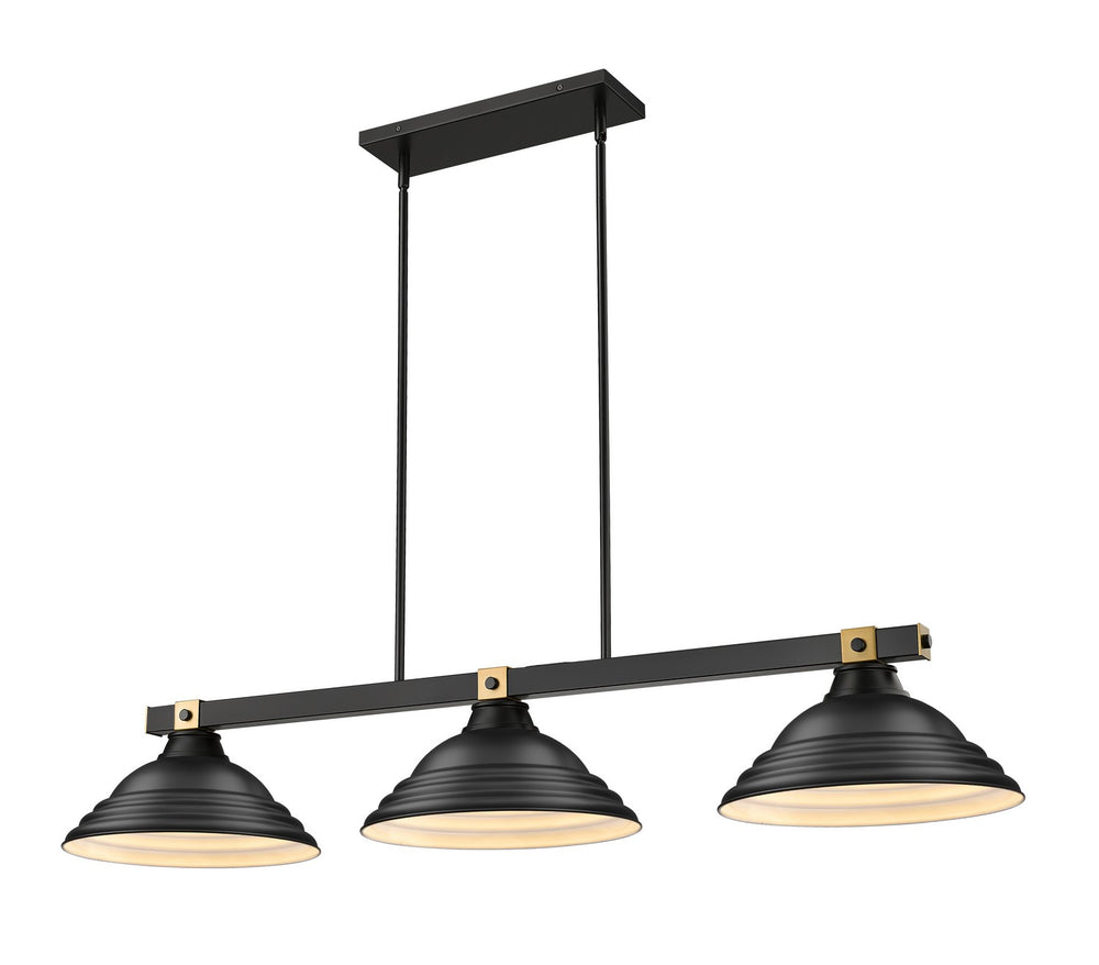 Z-Lite Canada - Three Light Billiard - Bronte - Matte Black + Rubbed Brass- Union Lighting Luminaires Decor