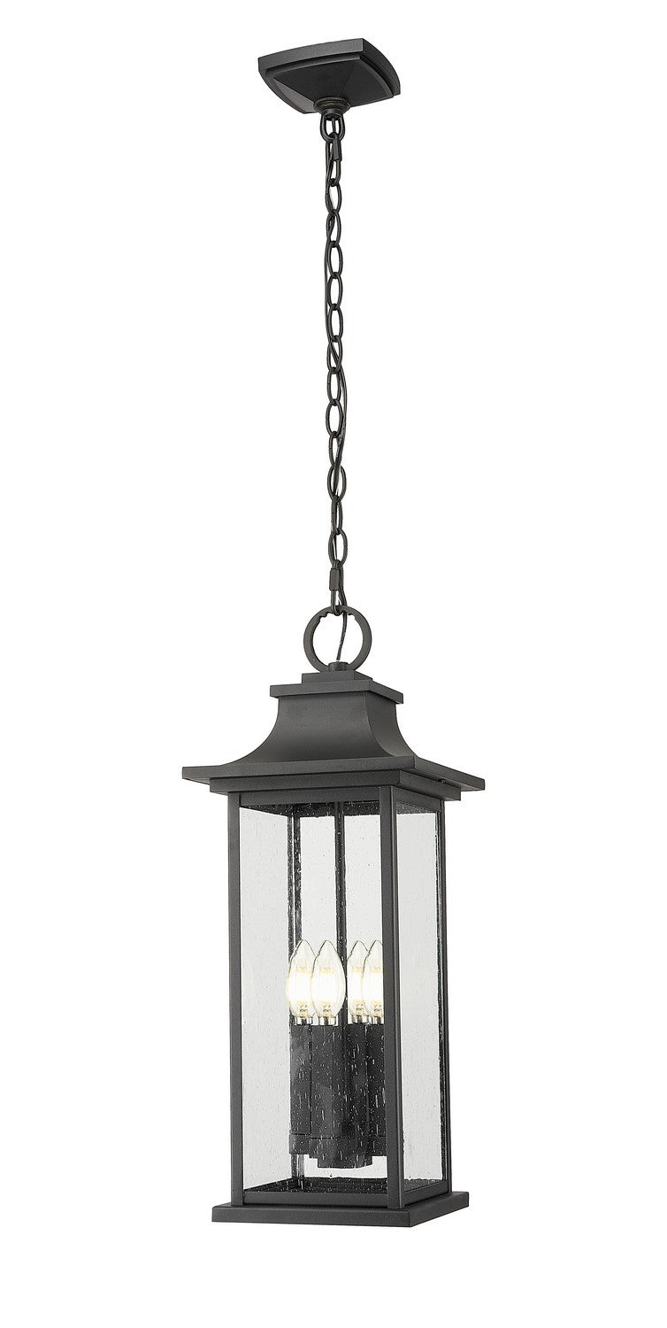 Z-Lite Canada - Four Light Outdoor Chain Mount Ceiling Fixture - Tiberius - Black- Union Lighting Luminaires Decor