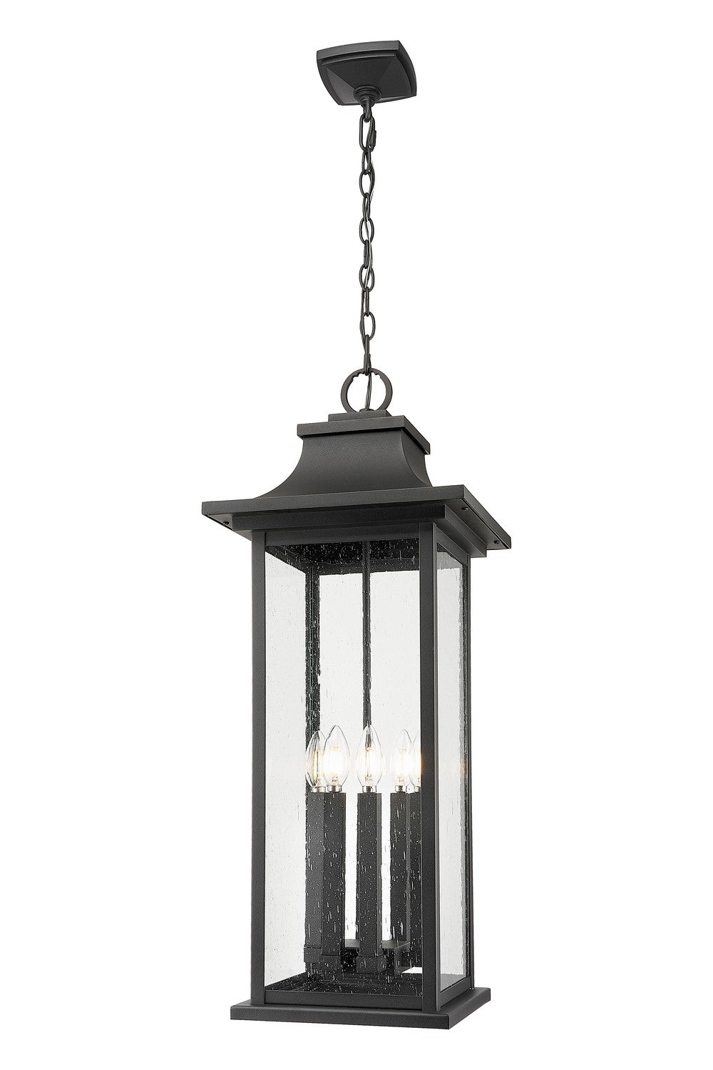 Z-Lite Canada - Six Light Outdoor Chain Mount Ceiling Fixture - Tiberius - Black- Union Lighting Luminaires Decor