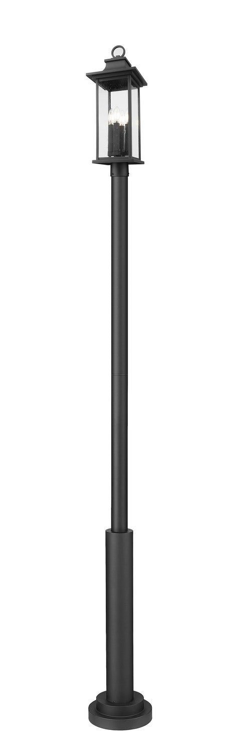 Z-Lite Canada - Four Light Outdoor Post Mounted Fixture - Tiberius - Black- Union Lighting Luminaires Decor