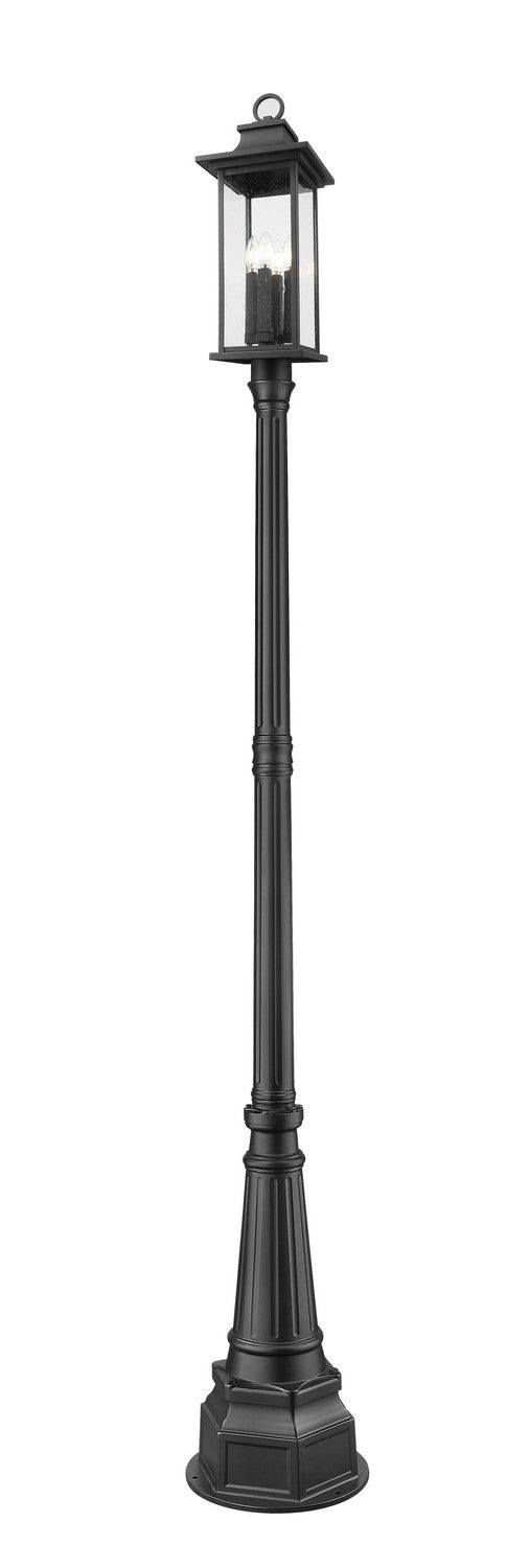 Z-Lite Canada - Four Light Outdoor Post Mounted Fixture - Tiberius - Black- Union Lighting Luminaires Decor