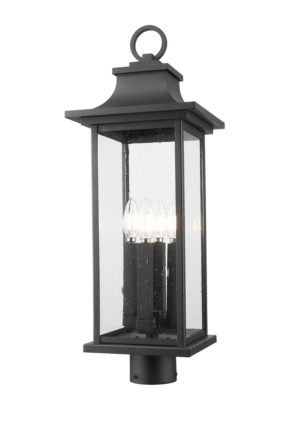 Z-Lite Canada - Four Light Outdoor Post Mount Fixture - Tiberius - Black- Union Lighting Luminaires Decor