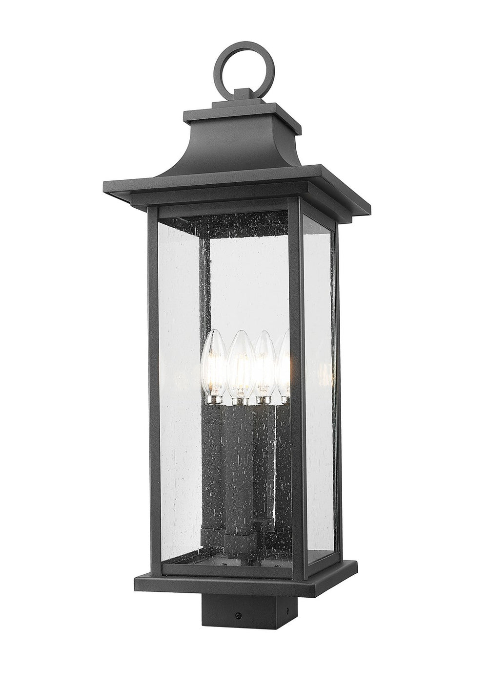 Z-Lite Canada - Four Light Outdoor Post Mount Fixture - Tiberius - Black- Union Lighting Luminaires Decor