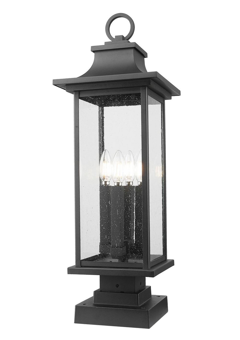 Z-Lite Canada - Four Light Outdoor Pier Mounted Fixture - Tiberius - Black- Union Lighting Luminaires Decor