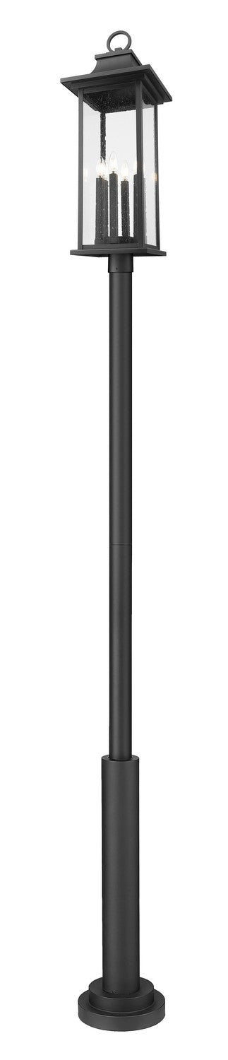 Z-Lite Canada - Six Light Outdoor Post Mounted Fixture - Tiberius - Black- Union Lighting Luminaires Decor