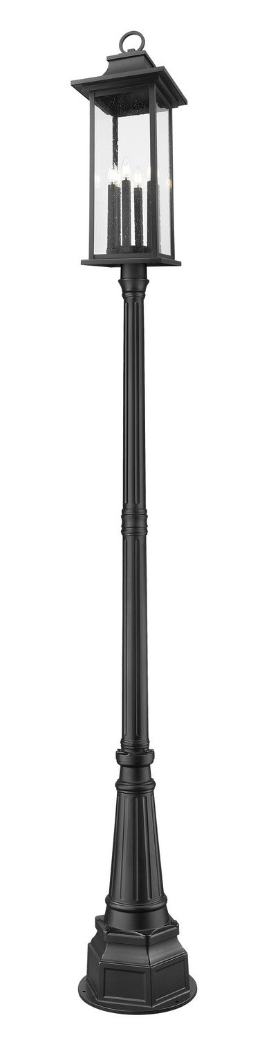Z-Lite Canada - Six Light Outdoor Post Mounted Fixture - Tiberius - Black- Union Lighting Luminaires Decor