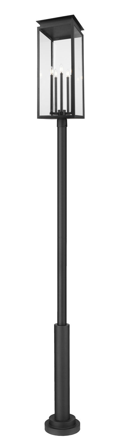 Z-Lite Canada - Five Light Outdoor Post Mounted Fixture - Nova - Black- Union Lighting Luminaires Decor