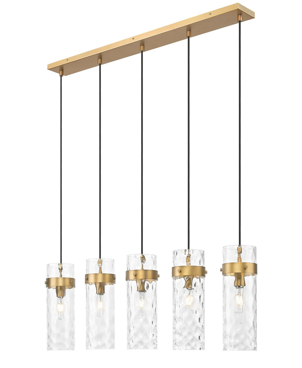Z-Lite Canada - Five Light Linear Chandelier - Fontaine - Rubbed Brass- Union Lighting Luminaires Decor