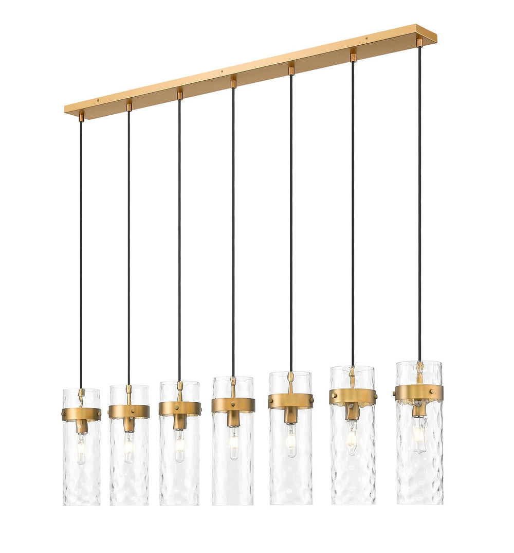 Z-Lite Canada - Seven Light Linear Chandelier - Fontaine - Rubbed Brass- Union Lighting Luminaires Decor