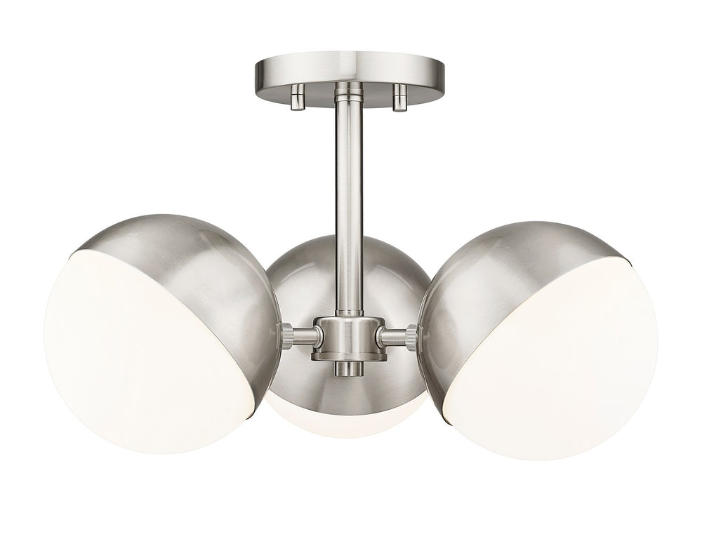 Z-Lite Canada - Three Light Semi Flush Mount - Realm Sphere - Brushed Nickel- Union Lighting Luminaires Decor