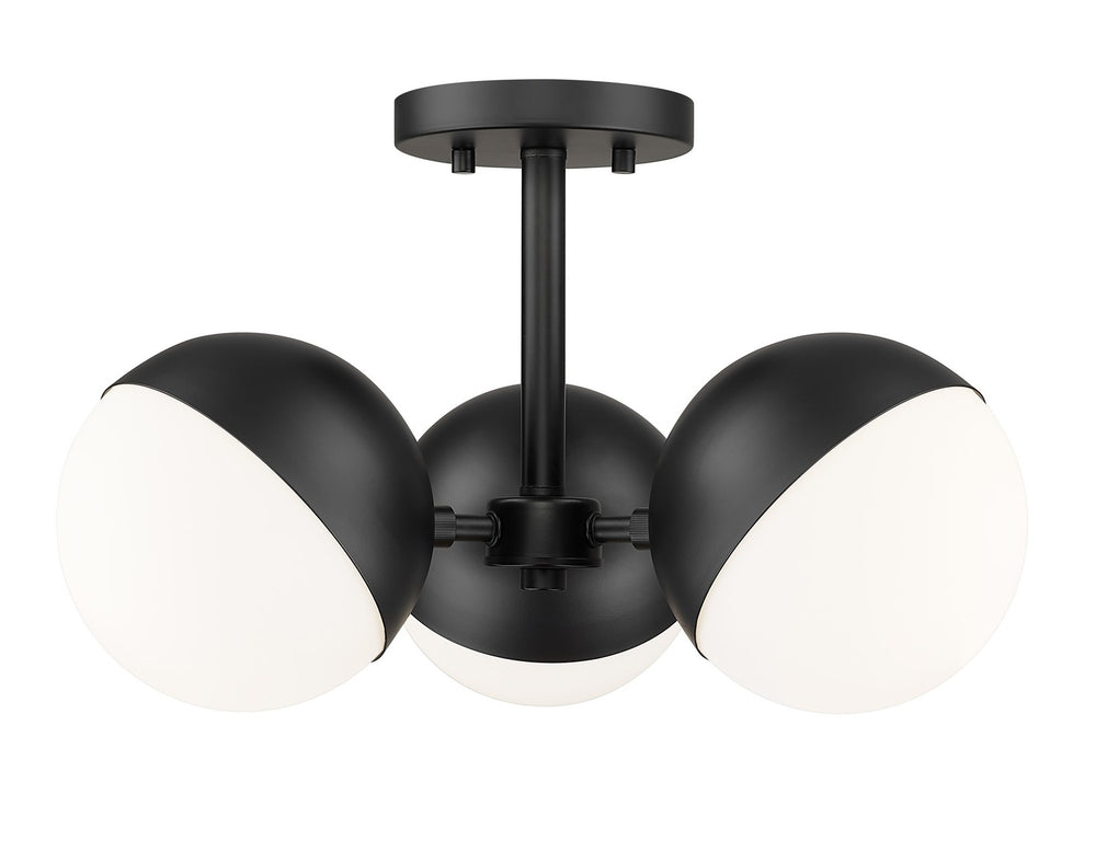 Z-Lite Canada - Three Light Semi Flush Mount - Realm Sphere - Matte Black- Union Lighting Luminaires Decor