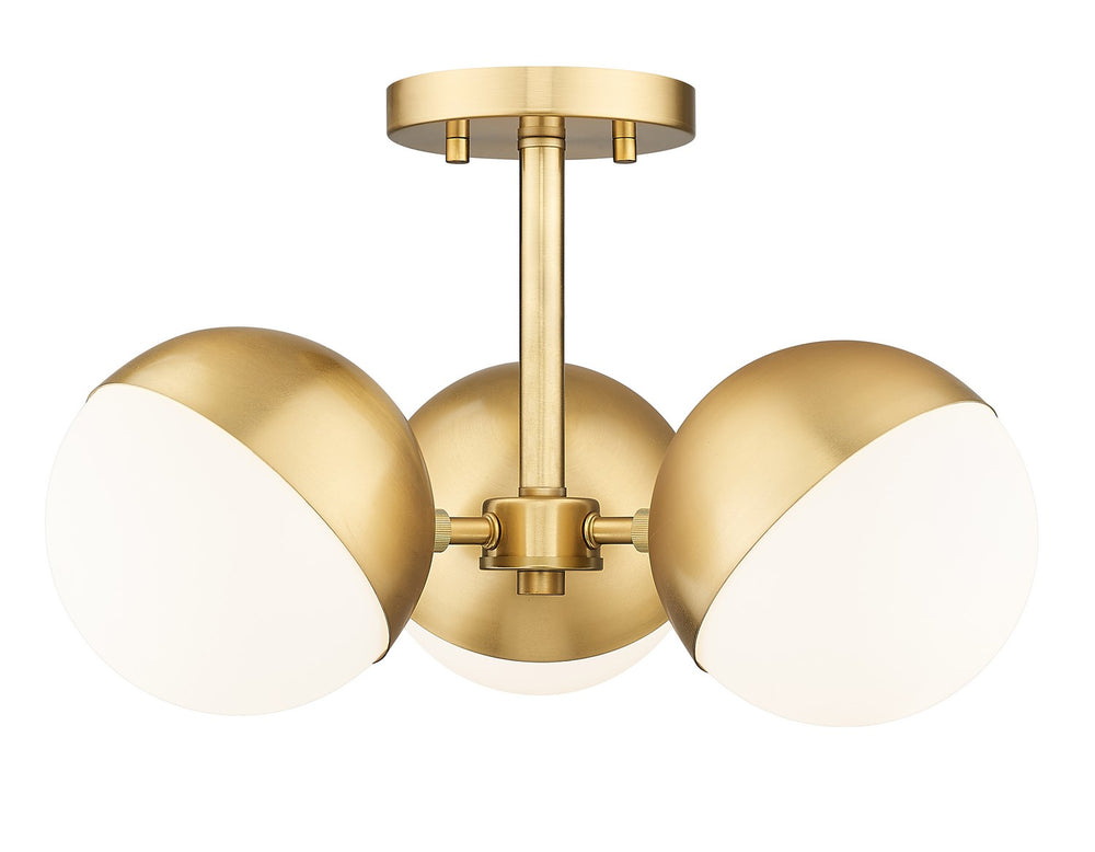 Z-Lite Canada - Three Light Semi Flush Mount - Realm Sphere - Modern Gold- Union Lighting Luminaires Decor