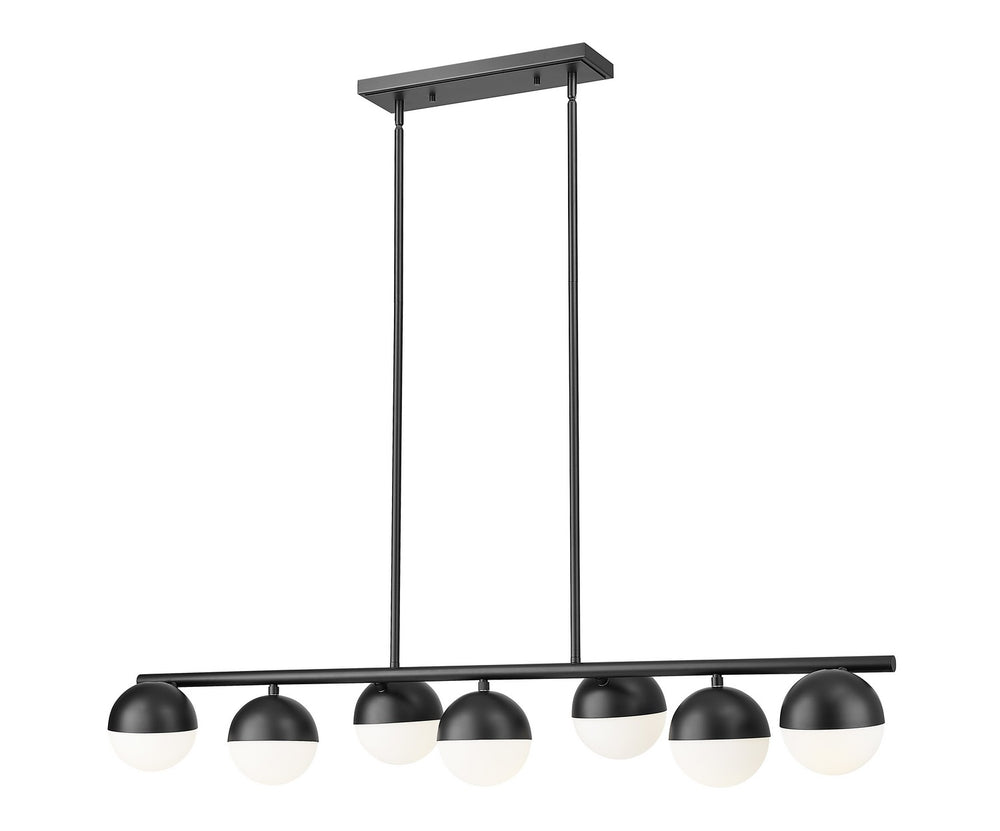 Z-Lite Canada - Seven Light Linear Chandelier - Realm Sphere - Matte Black- Union Lighting Luminaires Decor