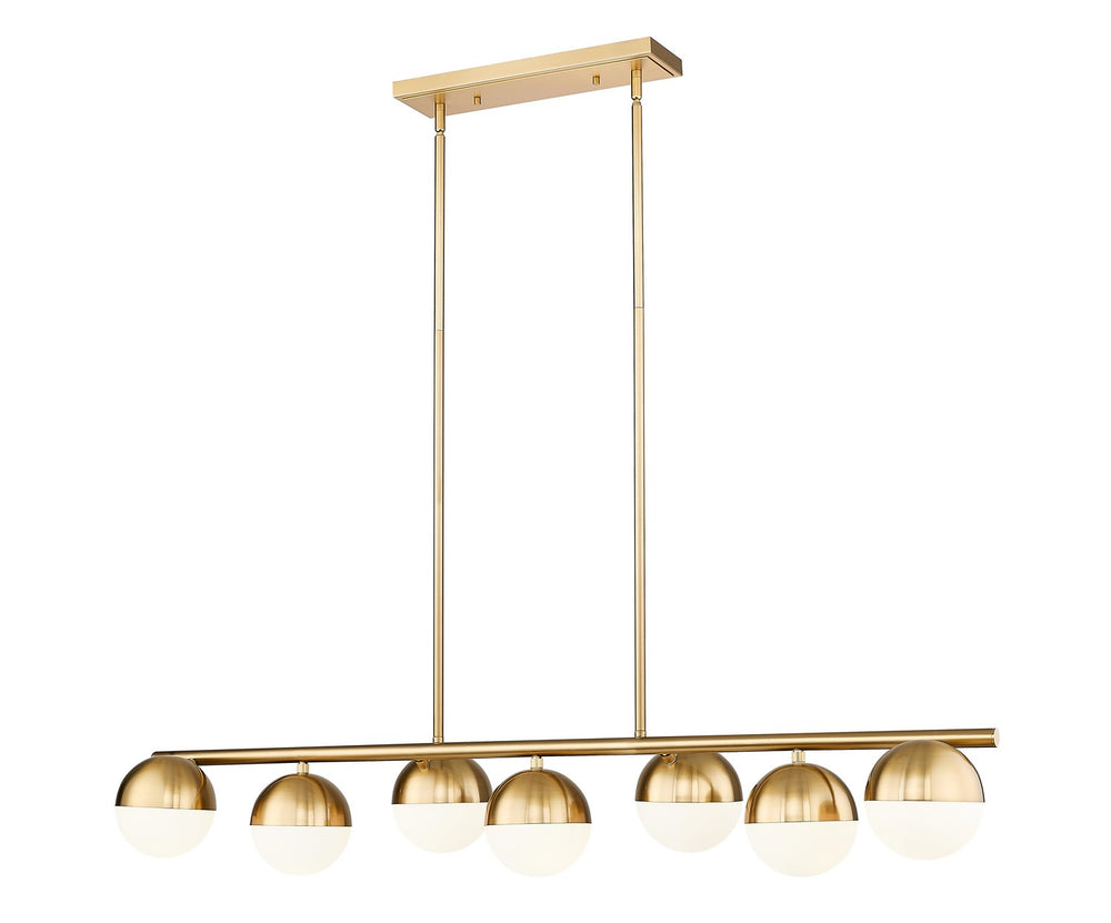 Z-Lite Canada - Seven Light Linear Chandelier - Realm Sphere - Modern Gold- Union Lighting Luminaires Decor