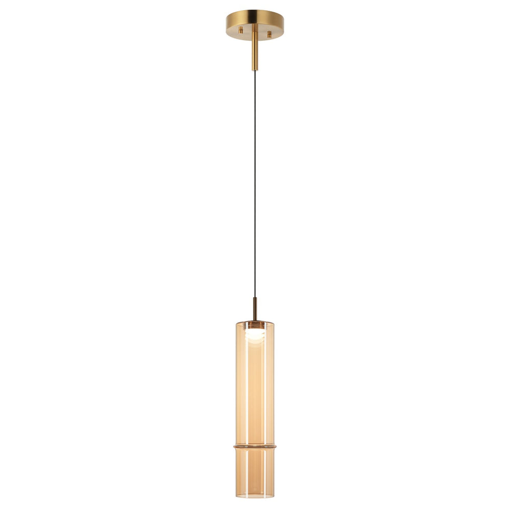 Matteo Canada - One Light Pendant - Bambu - Aged Gold Brass + Amber Glass- Union Lighting Luminaires Decor