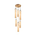 Matteo Canada - Six Light Chandelier - Bambu - Aged Gold Brass + Amber Glass- Union Lighting Luminaires Decor
