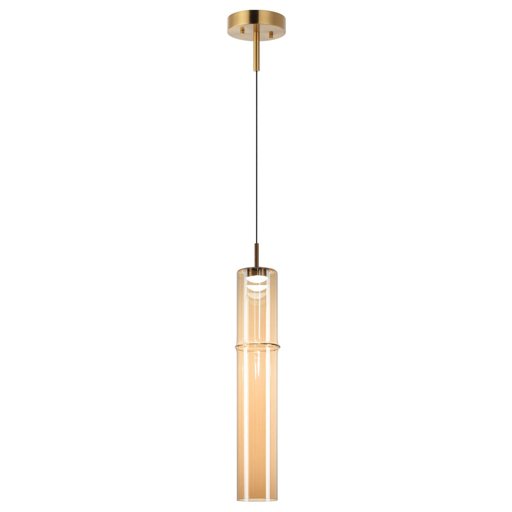 Matteo Canada - One Light Pendant - Bambu - Aged Gold Brass + Amber Glass- Union Lighting Luminaires Decor