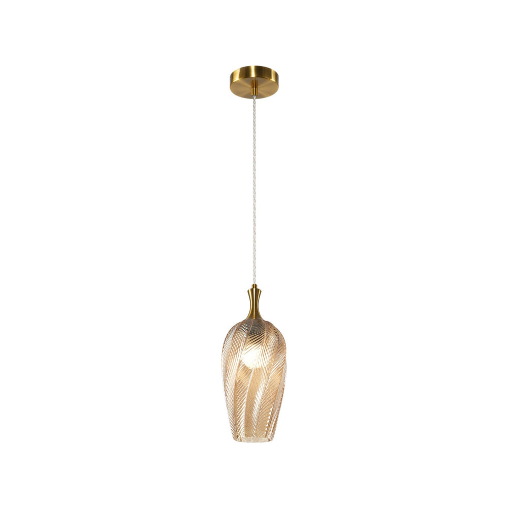 Matteo Canada - One Light Pendant - Eesha - Aged Gold Brass + Amber Glass- Union Lighting Luminaires Decor
