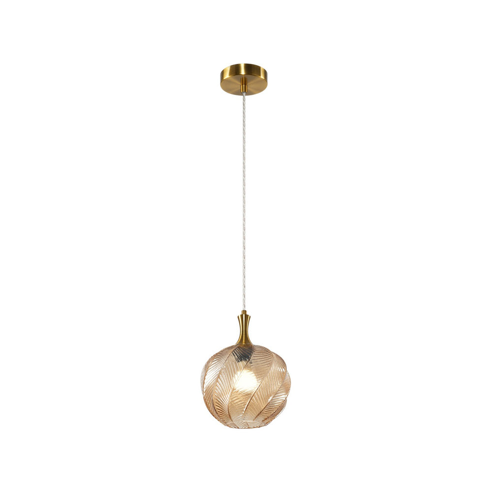 Matteo Canada - One Light Pendant - Eesha - Aged Gold Brass + Amber Glass- Union Lighting Luminaires Decor