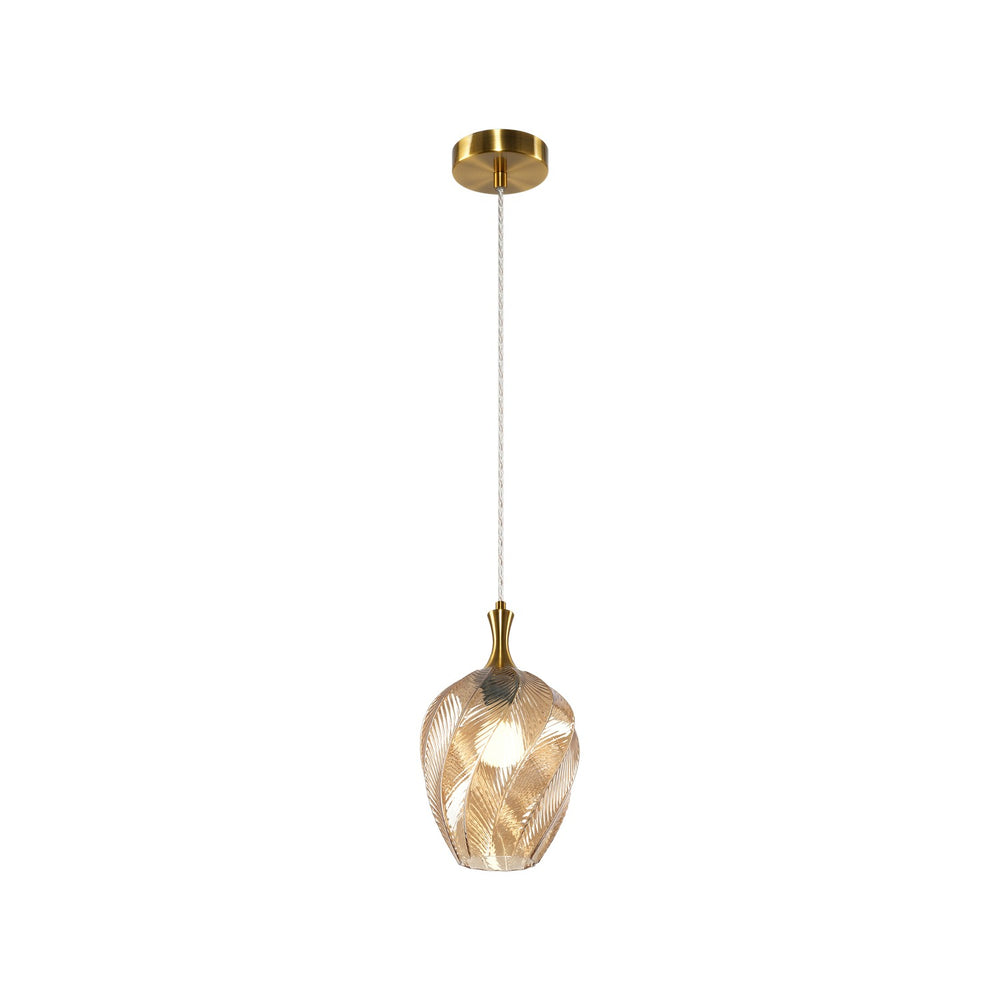 Matteo Canada - One Light Pendant - Eesha - Aged Gold Brass + Amber Glass- Union Lighting Luminaires Decor