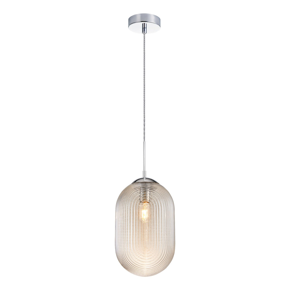 Matteo Canada - One Light Pendant - Maruna - Chrome + Cognac Glass- Union Lighting Luminaires Decor