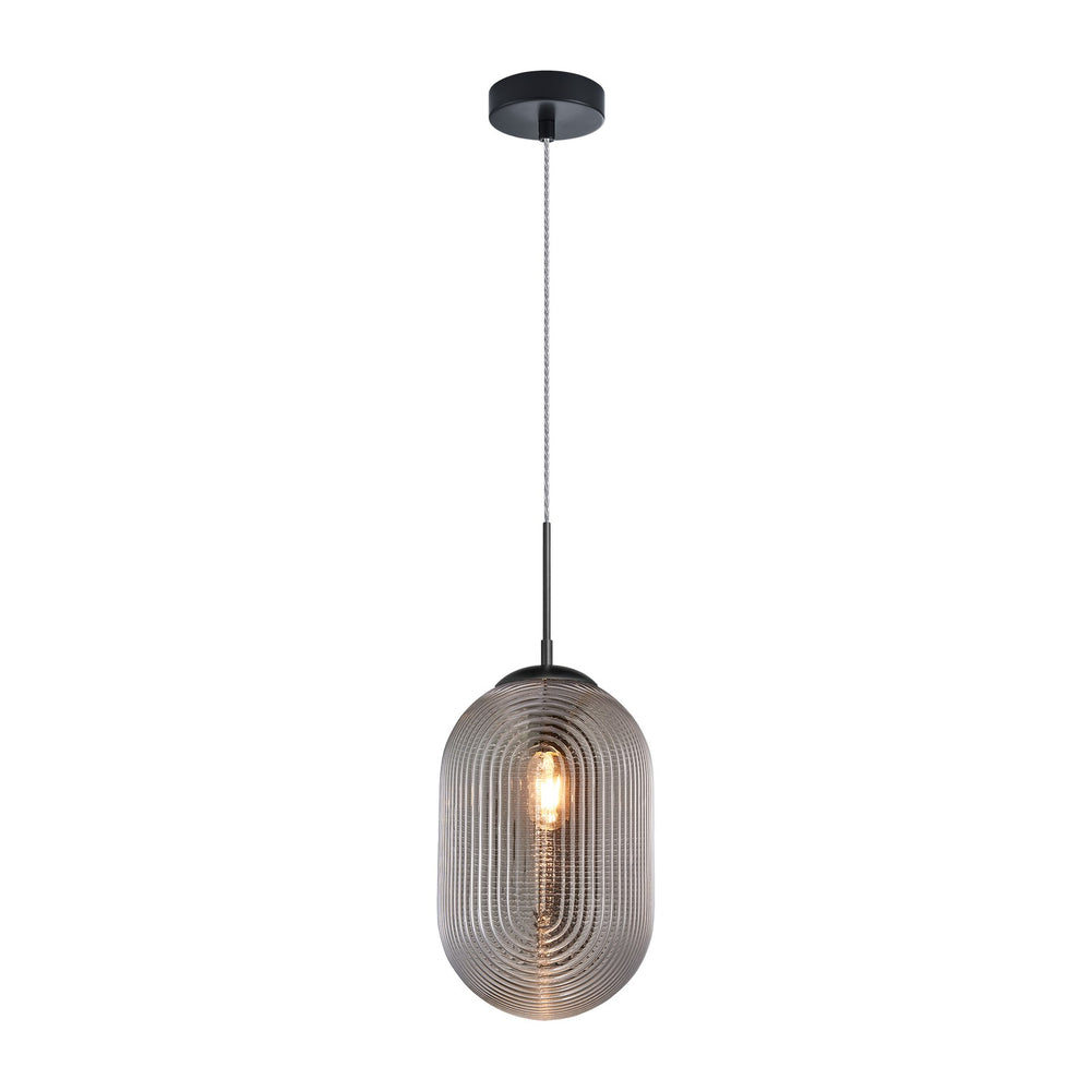 Matteo Canada - One Light Pendant - Maruna - Matte Black + Smoked Glass- Union Lighting Luminaires Decor