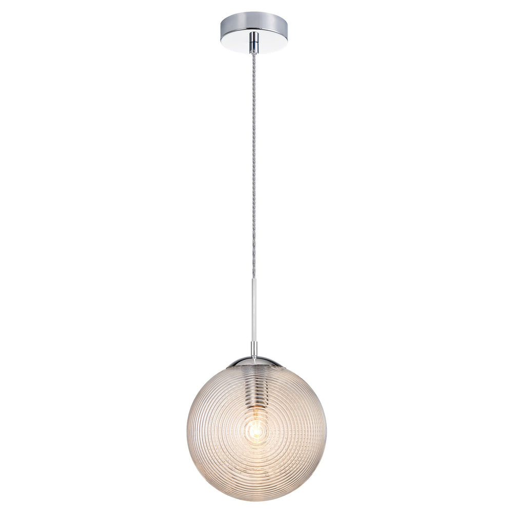 Matteo Canada - One Light Pendant - Maruna - Chrome + Cognac Glass- Union Lighting Luminaires Decor