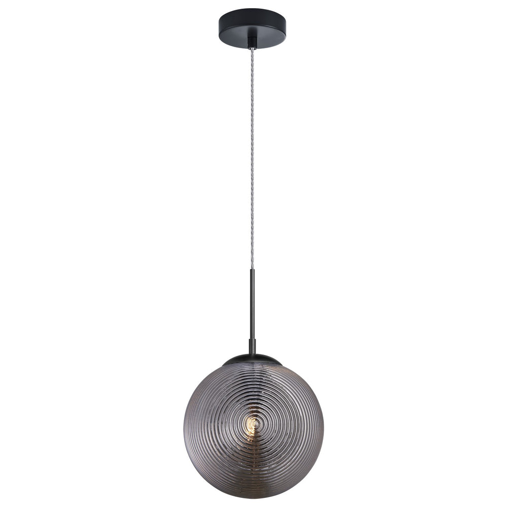Matteo Canada - One Light Pendant - Maruna - Matte Black + Smoked Glass- Union Lighting Luminaires Decor