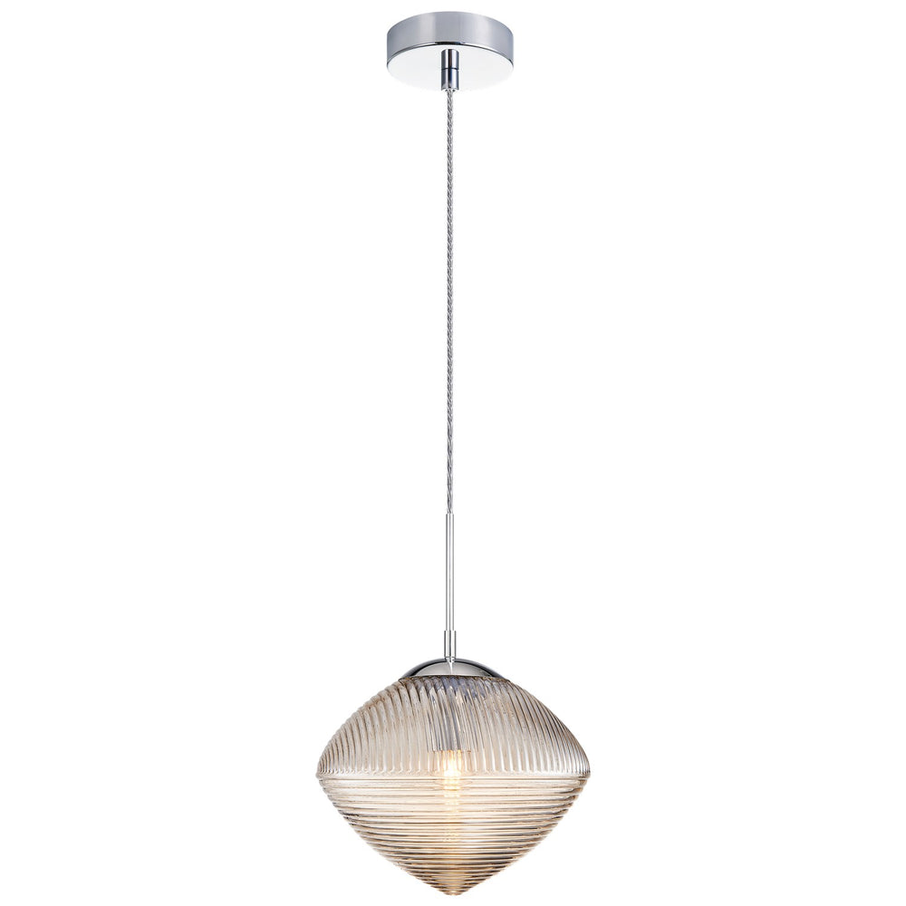 Matteo Canada - One Light Pendant - Maruna - Chrome + Cognac Glass- Union Lighting Luminaires Decor
