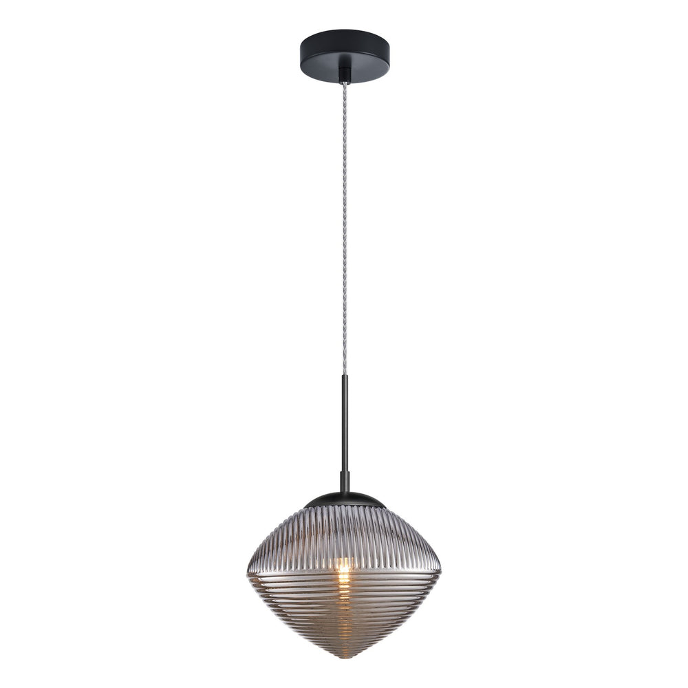 Matteo Canada - One Light Pendant - Maruna - Matte Black + Smoked Glass- Union Lighting Luminaires Decor