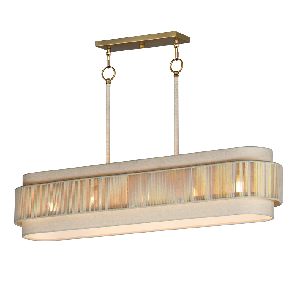 Maxim - Five Light Linear Chandelier - Seacliff - Natural Aged Brass- Union Lighting Luminaires Decor