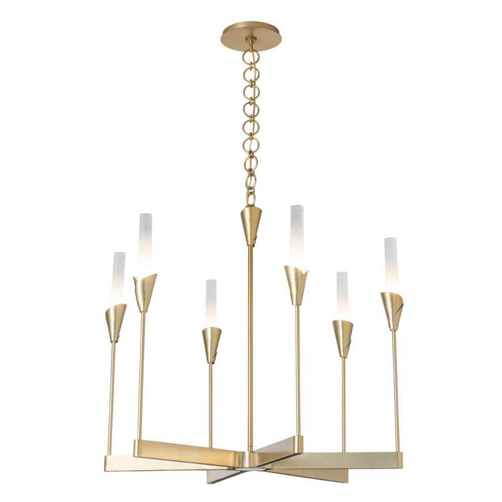 Hubbardton Forge - Six Light Chandelier - Lilium - Modern Brass- Union Lighting Luminaires Decor