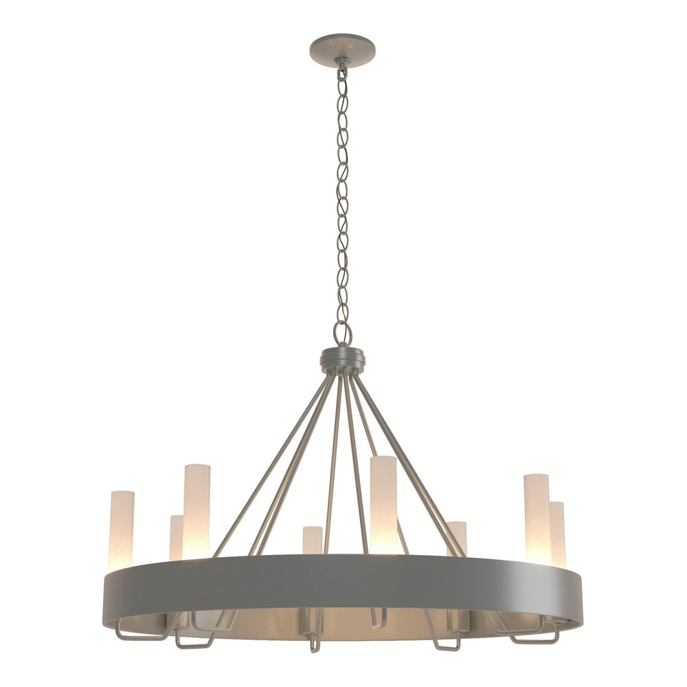 Hubbardton Forge - Eight Light Chandelier - Banded - Vintage Platinum- Union Lighting Luminaires Decor
