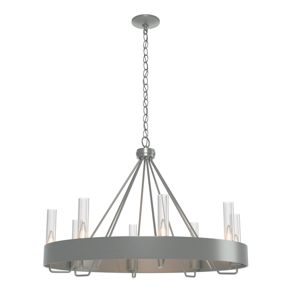 Hubbardton Forge - Eight Light Chandelier - Banded - Vintage Platinum- Union Lighting Luminaires Decor