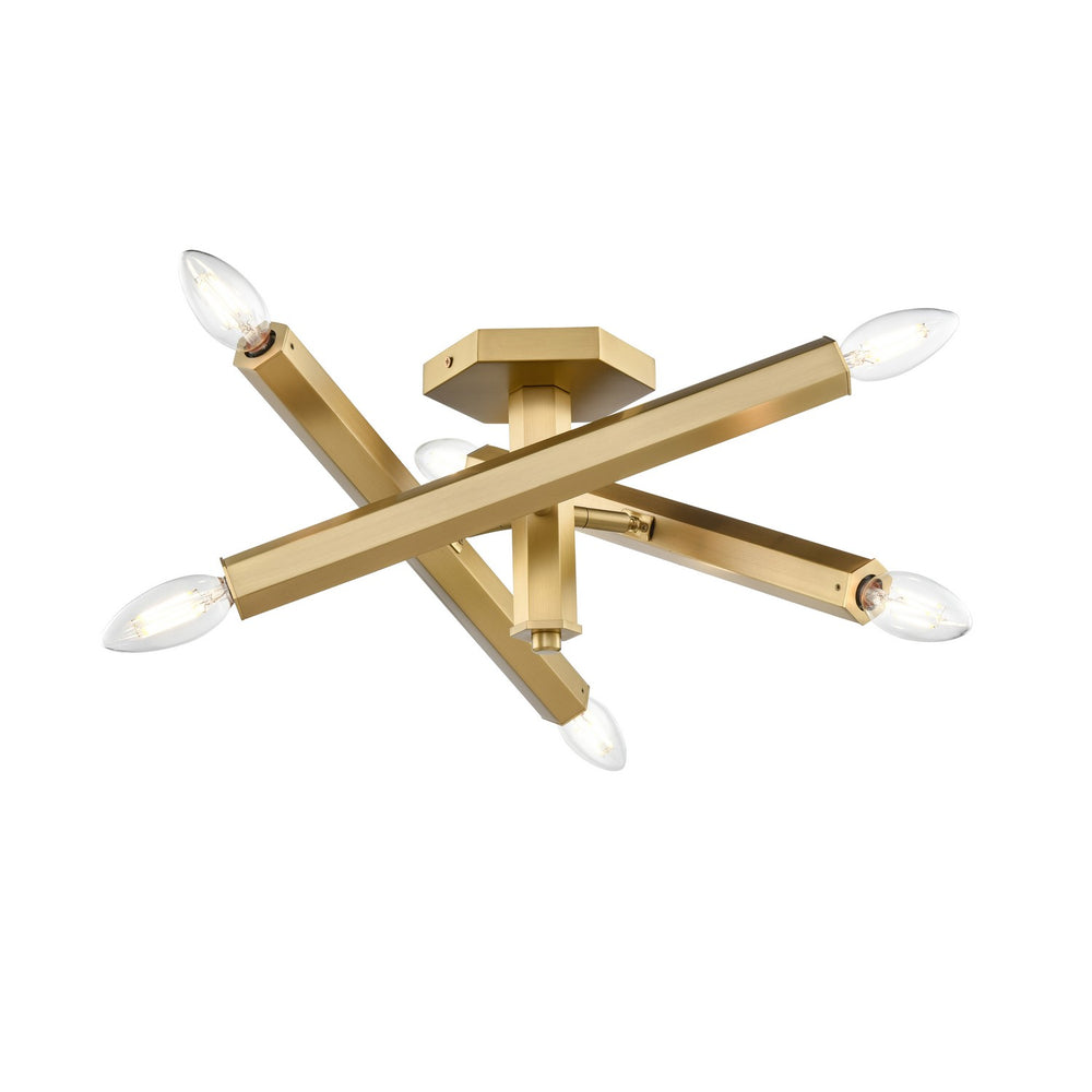 DVI Canada - Six Light Semi Flush Mount - Kestrel - Brass- Union Lighting Luminaires Decor