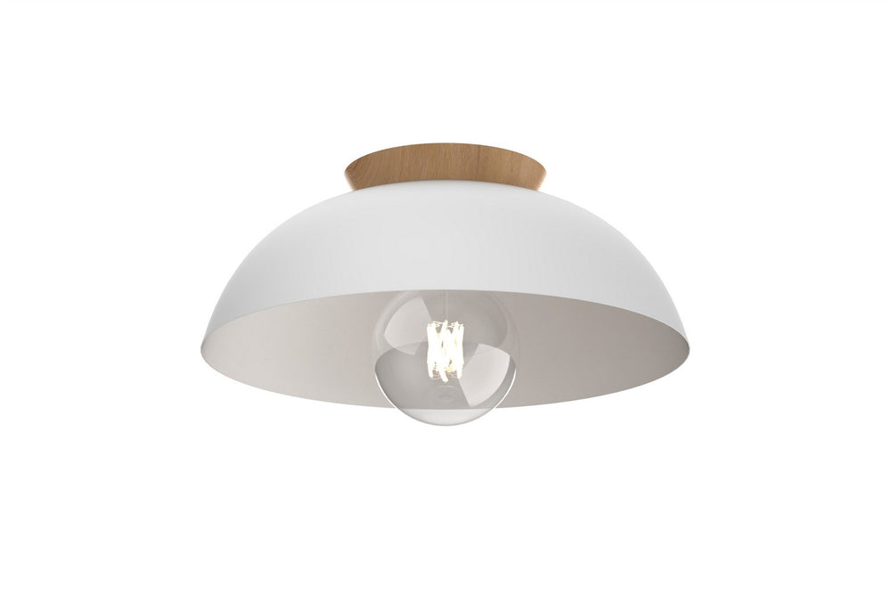 DVI Canada - One Light Flush Mount - Bergen - Matte White And Natural Wood- Union Lighting Luminaires Decor