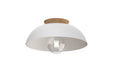 DVI Canada - One Light Flush Mount - Bergen - Matte White And Natural Wood- Union Lighting Luminaires Decor