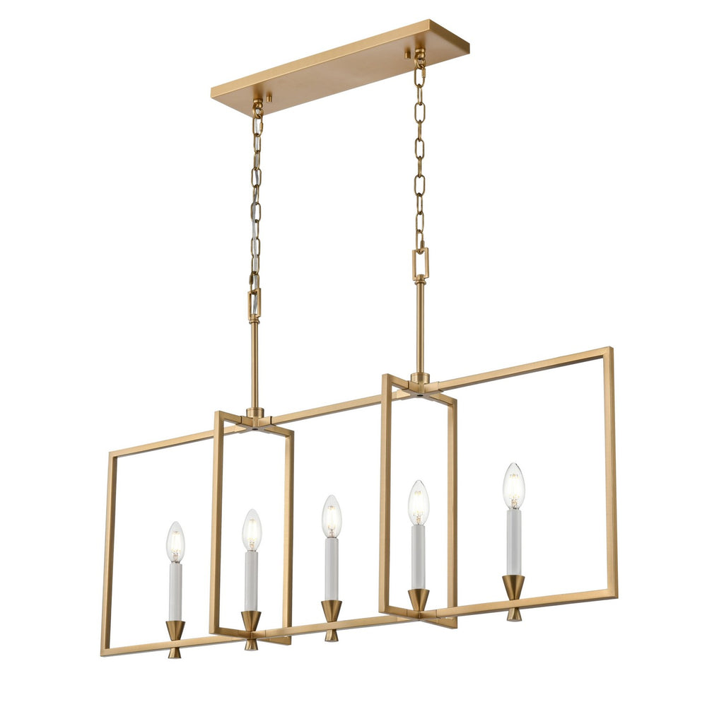 DVI Canada - Five Light Linear Pendant - Carisbrooke - Brass- Union Lighting Luminaires Decor