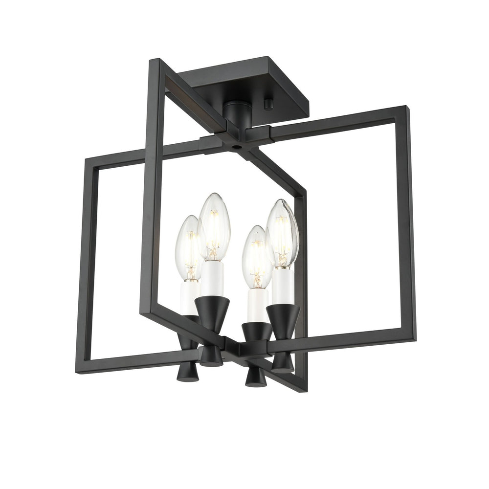 DVI Canada - Four Light Semi-Flush Mount - Carisbrooke - Ebony- Union Lighting Luminaires Decor