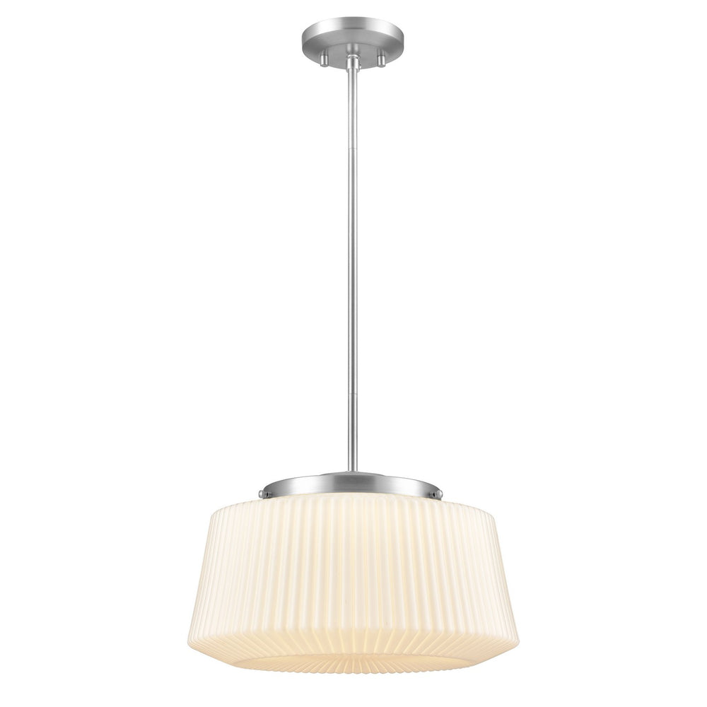 DVI Canada - LED Pendant - Lunenberg Cct - Buffed Nickle Ribbed Opal Glass- Union Lighting Luminaires Decor