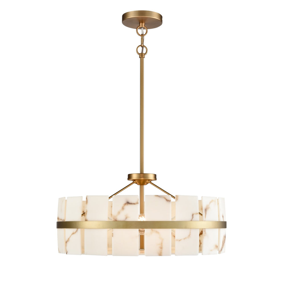 DVI Canada - Three Light Pendant - Luna Alabaster - Brass- Union Lighting Luminaires Decor