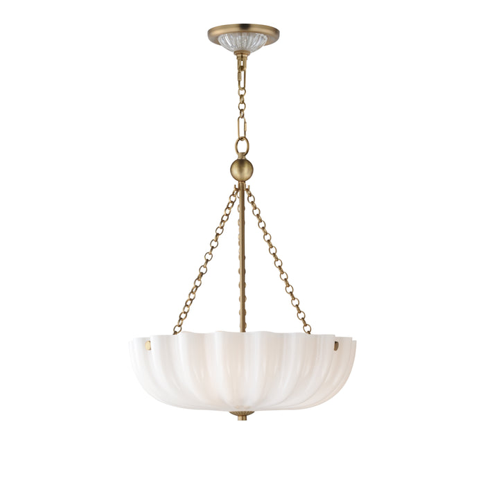 Maxim - Three LIght Pendant / Semi-Flush Mount - Bundt - White/Natural Aged Brass- Union Lighting Luminaires Decor
