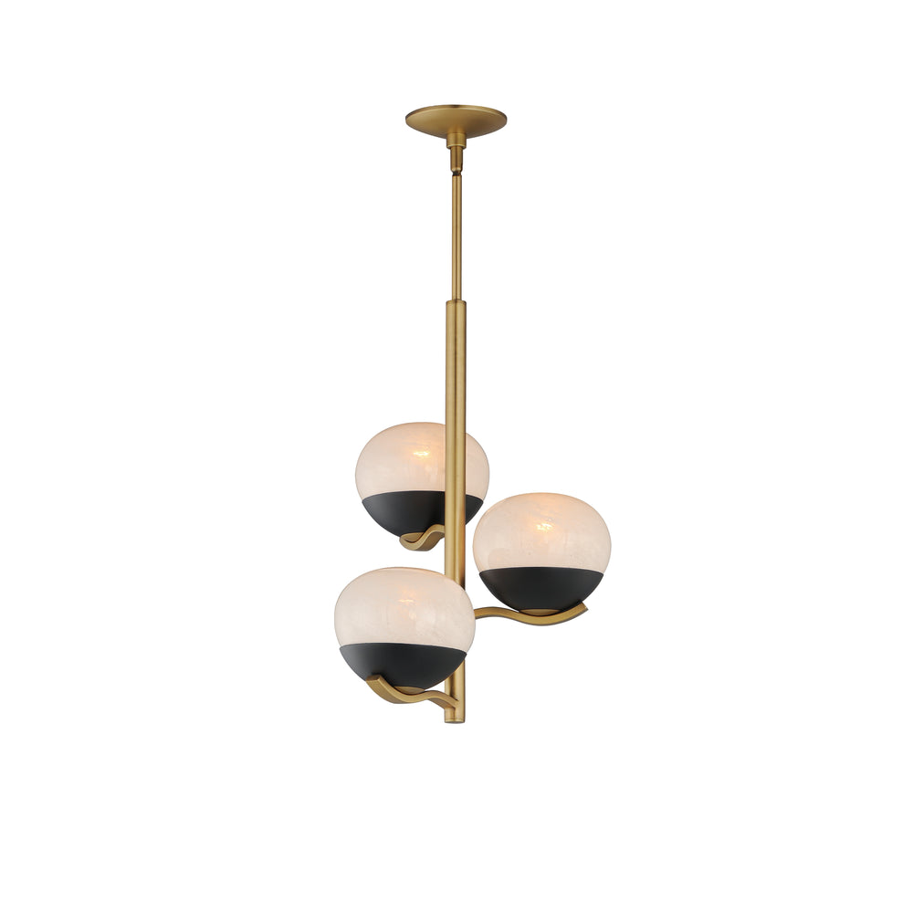 Maxim - Three Light Chandelier - Lucerne - Black / Natural Aged Brass- Union Lighting Luminaires Decor